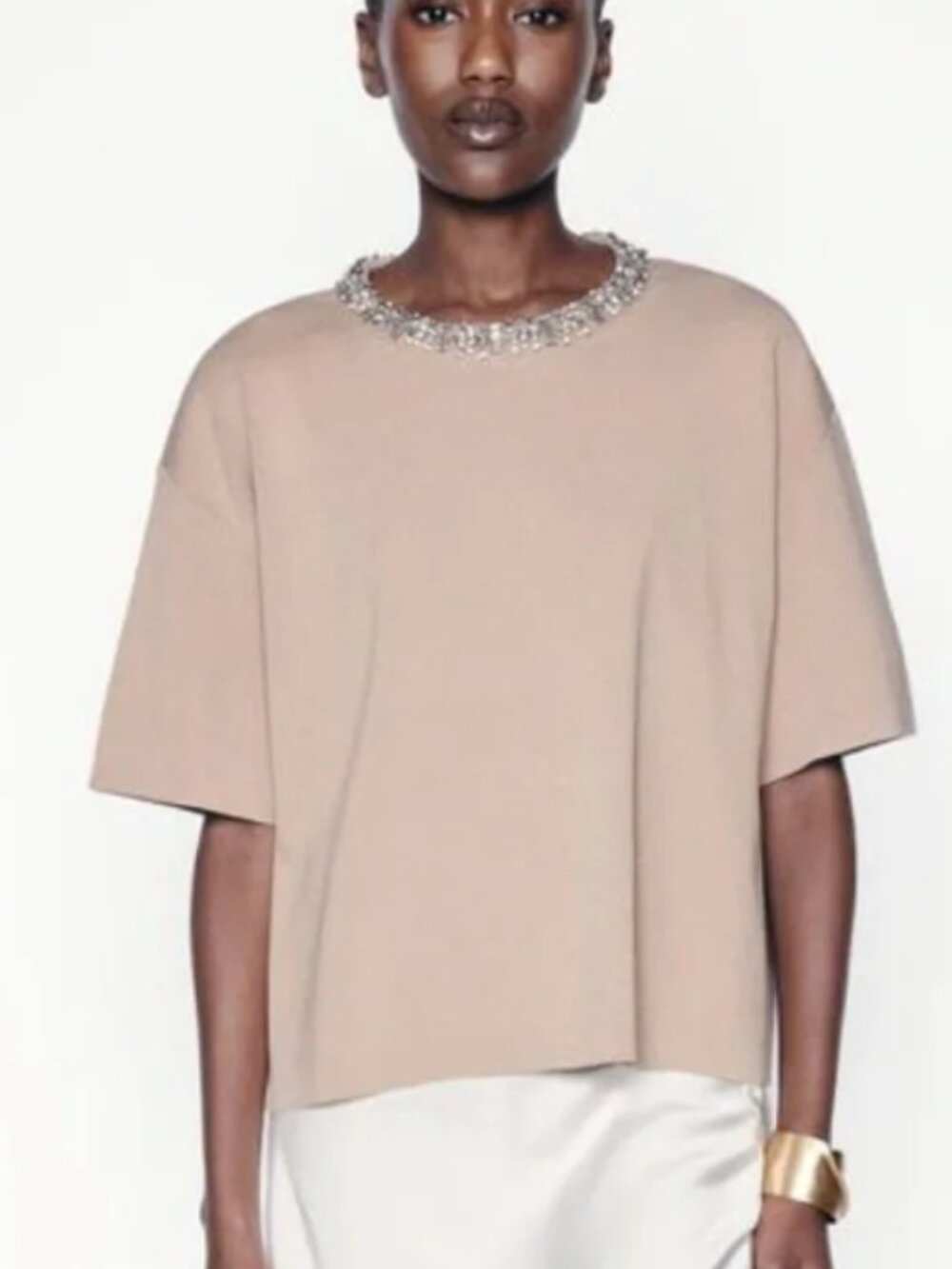 ZARA Basic Beads Jewel Knit Top size S
